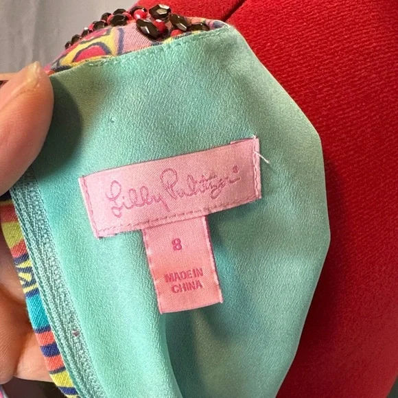 Lilly Pulitzer Vibrant Multicolor Paisley Dress with beaded neckline - Picture 10 of 12